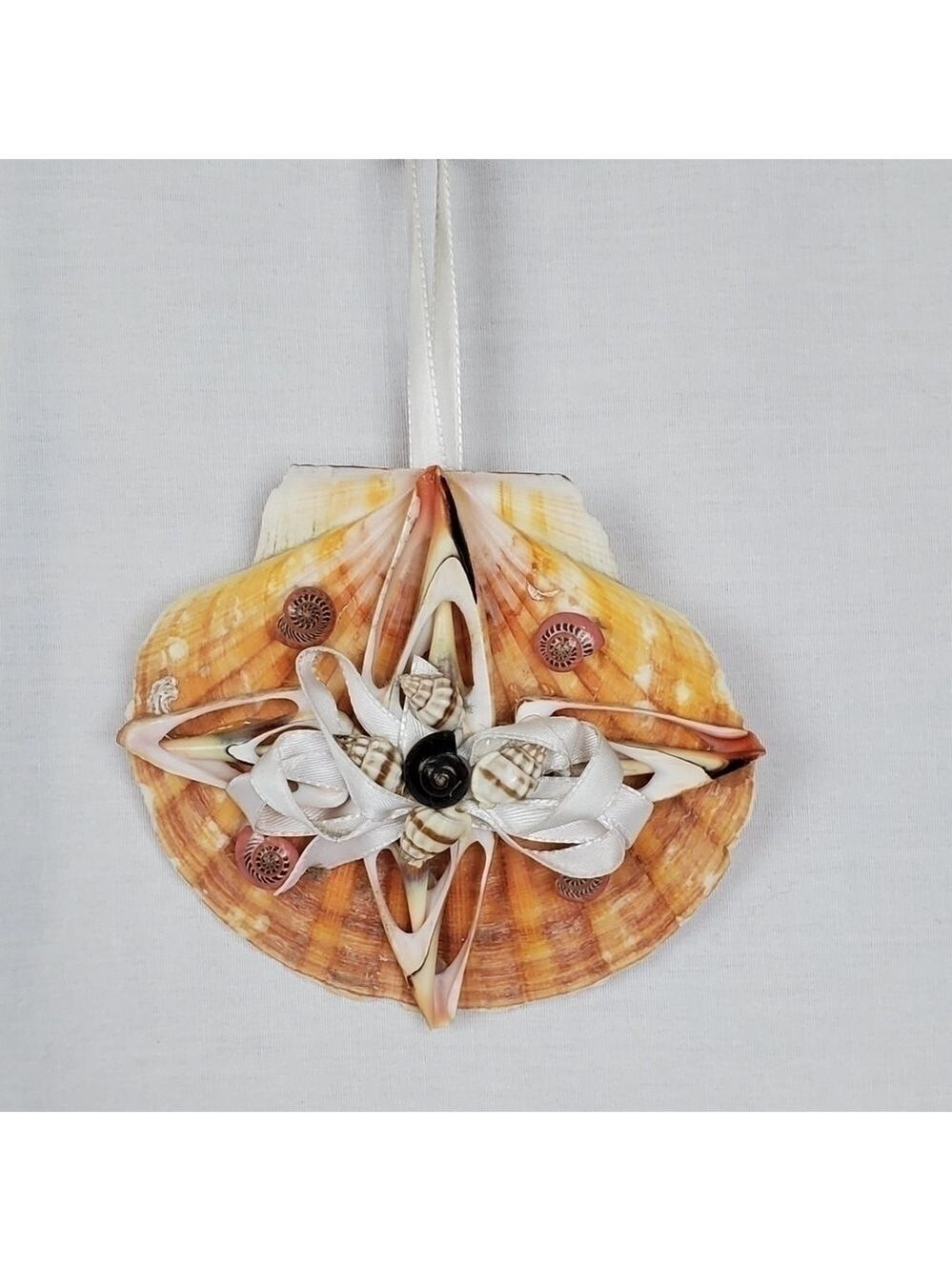 Vtg seashell scalloped shell ornament wall decor nautical sea star